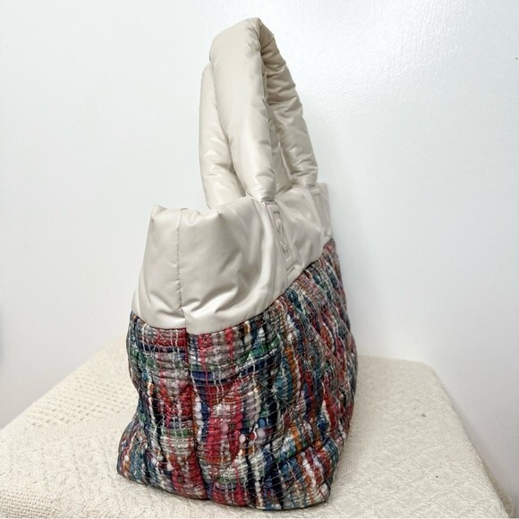 Authentic Chanel Coco Cocoon Nylon Tote Bag Tweed Print Cream Off White - Picture 7 of 15